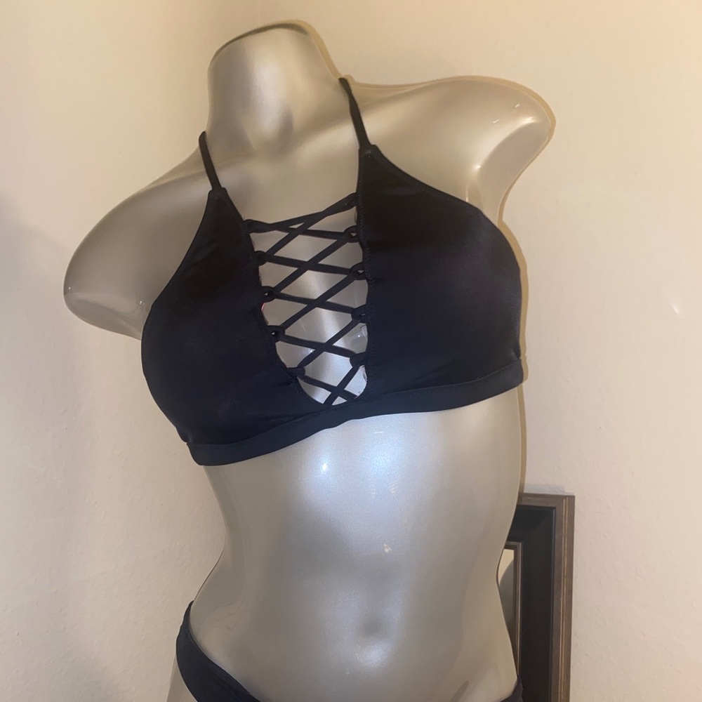 PINK High Neck Swim Top SMALL